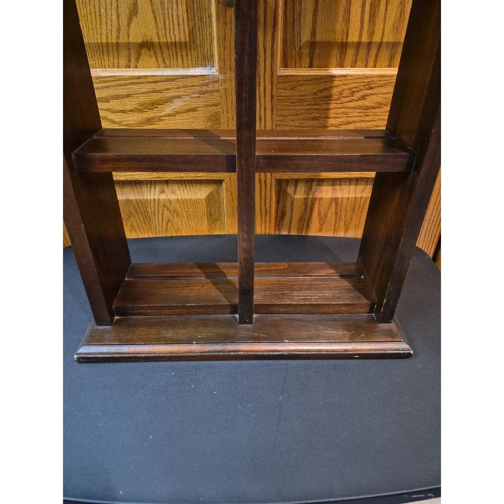 VTG Wooden Wall Mount Arched Curio Display Cubby Trinket Shelf 26”H Solid Wood